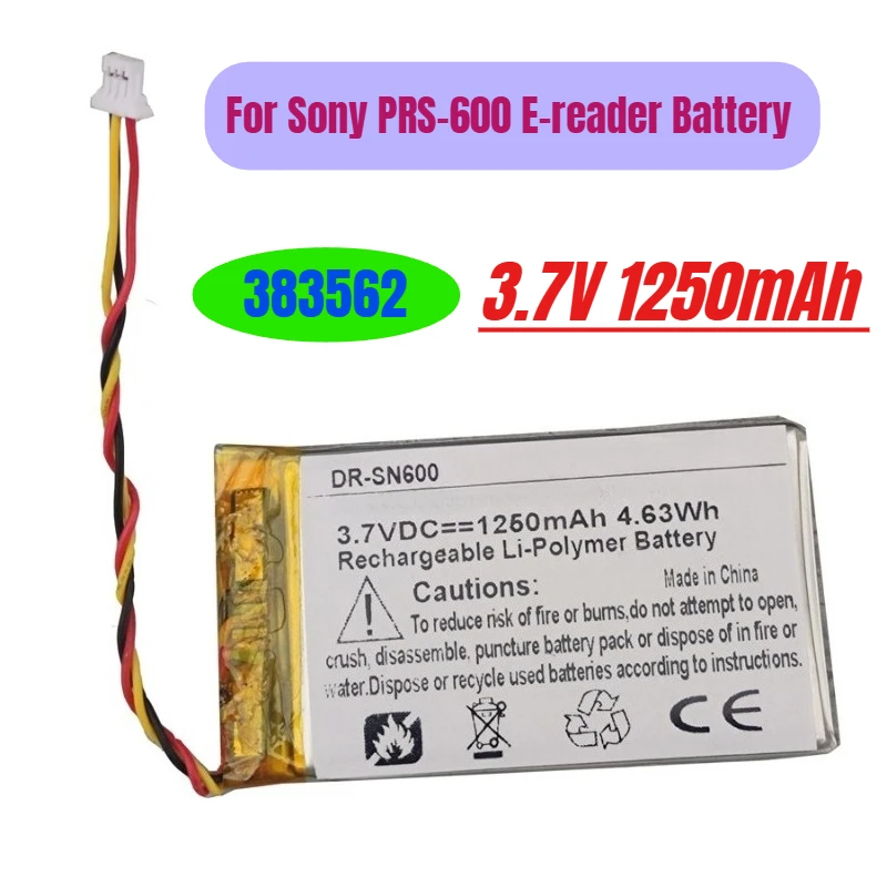 

3.7V 1250mAh 383562 for Sony PRS-600 E-reader Battery