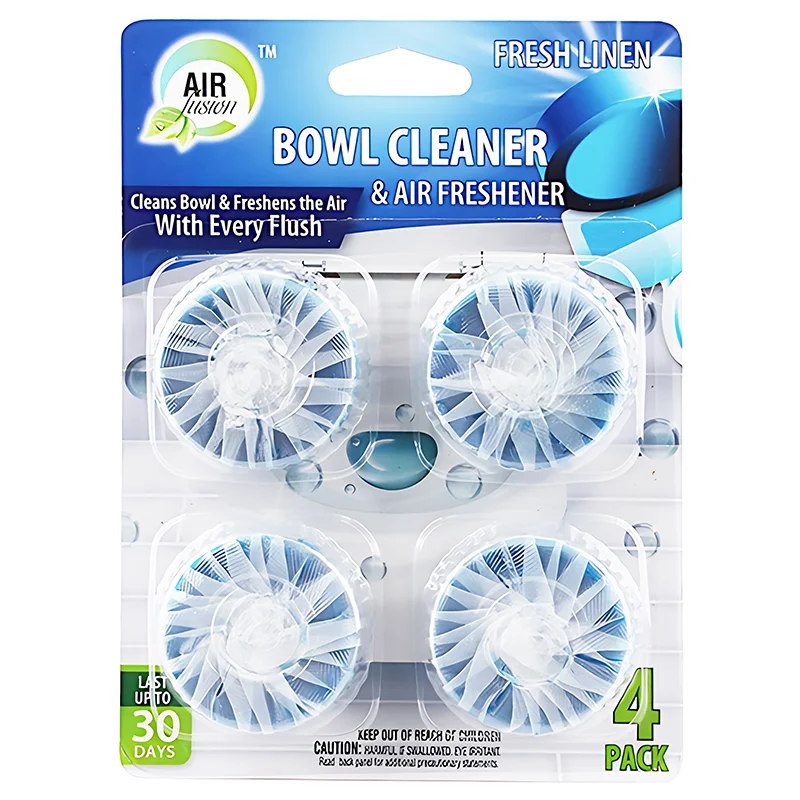 Air Fusion Automatic Toilet Bowl Cleaner Tablets 4 Pack Linen Scent Slow-Releasing Toilet Tank Cleaners for Deodorizing Descalin