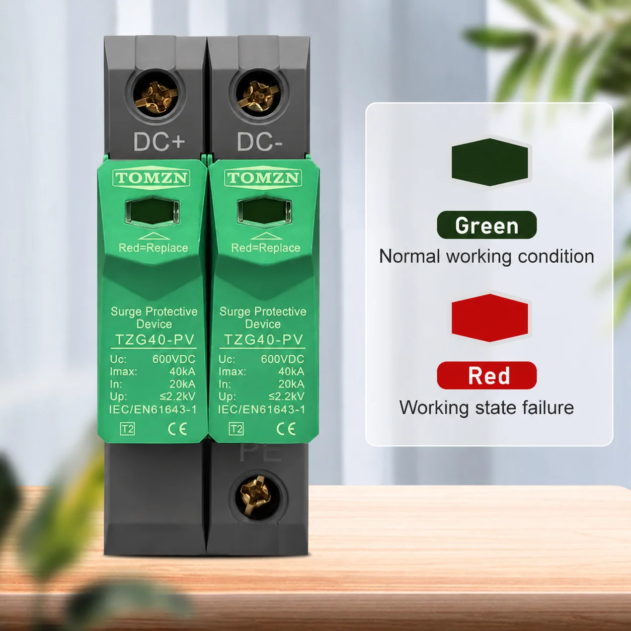 TOMZN SPD DC 500V 600V 800V 1000V 20kA~40kA House Surge Protector Protective Low-voltage Arrester Device