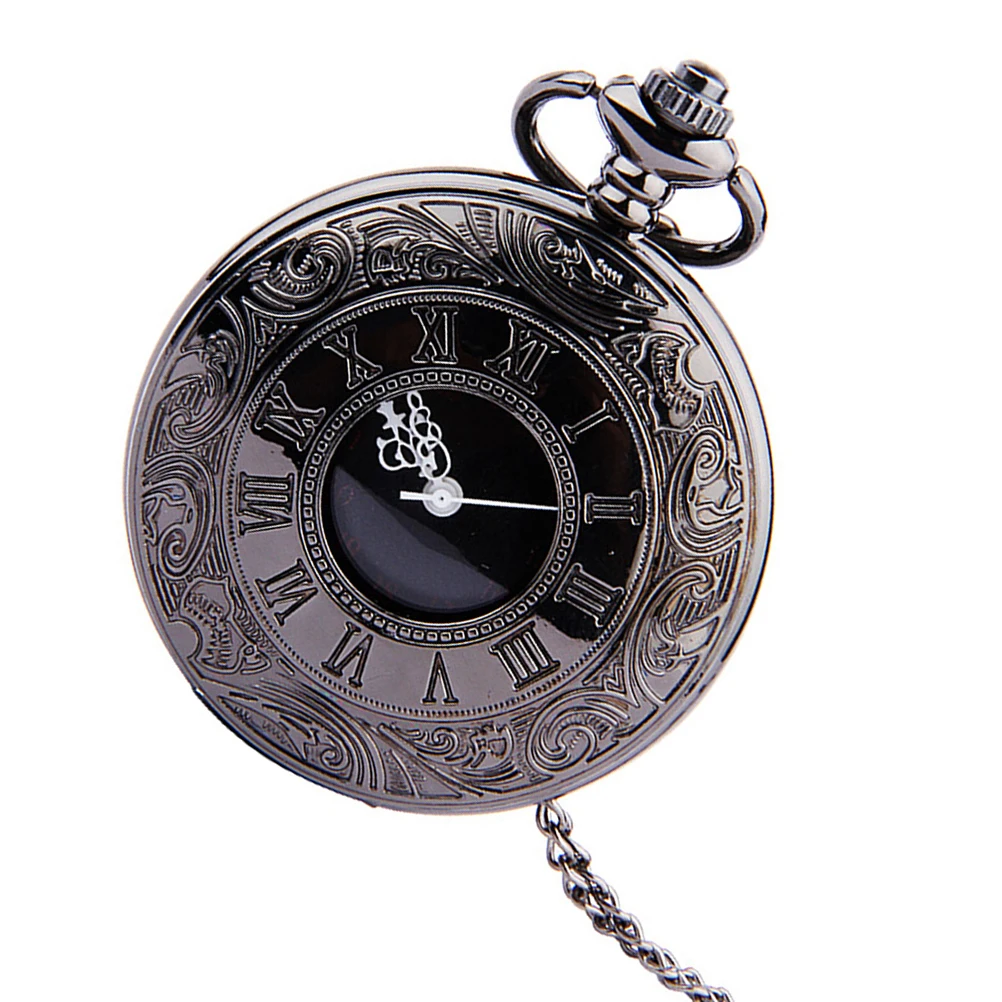 

Retro Pocket Watch Roman Numerals Dual Display Round Thin Chain Exquisite Gift High Quality Material Long Lasting Use Elegant