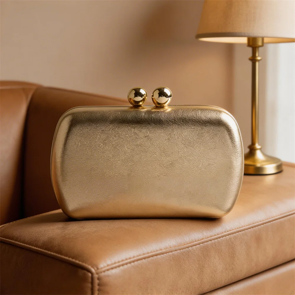 

Gold Silver PU Leather Women Box Shoulder Oblique Span Bag Clutch Fashionable Wedding Party Evening Dinner Purse And Handbags