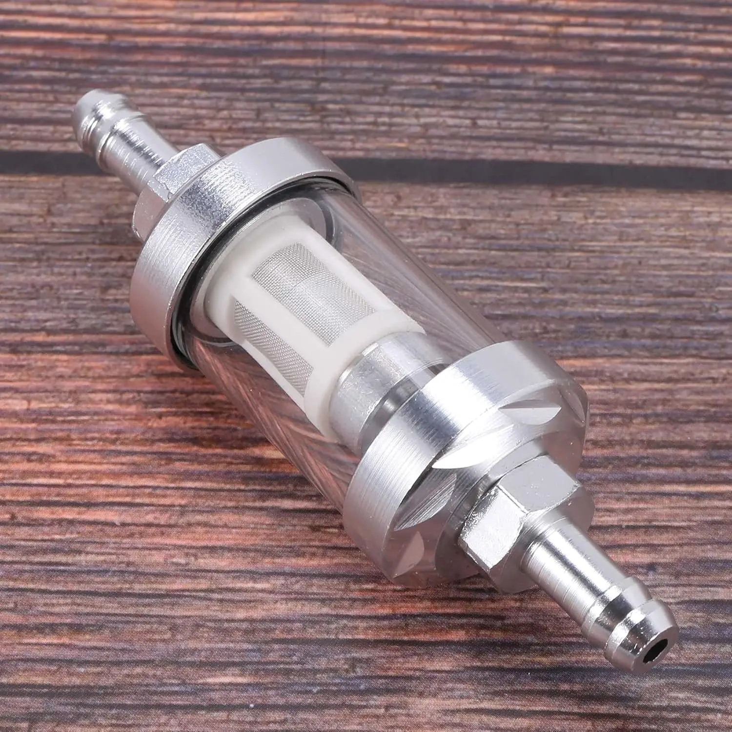 

8mm Universal Fuel Filter Aluminum Alloy Fuel Filter Washable Reusable Inline Petrol Gas Filter for Car Motorcycle