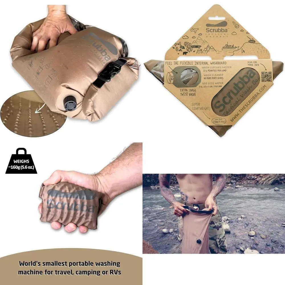 

Портативная ручная стиральная машина для путешествий, кемпинга и стирки белья — легкая, весом 5,6 унций.