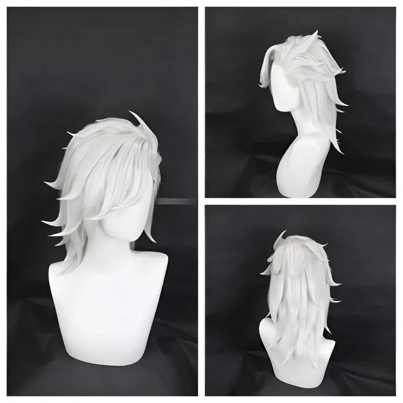 

DY20Shuumatsu no Valkyrie Record of Ragnarok Hades Косплей Костюм Головные уборы для волос Короткий светло-синий/серебристо-серый парик25