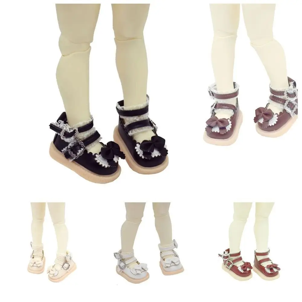 1 paar lederen schoenen 1/6 schaal PU lederen schoenen Mary Jane schoenen hoge 1/6 Bjd pop schoenen 5 cm cartoon pop mini sportschoenen