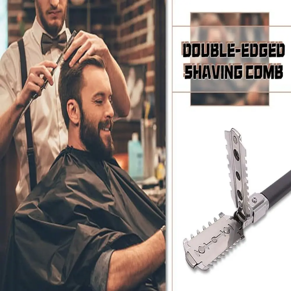 Stainless Steel Hairdressing Knife Holder Double Sided Sharpening Comb Manual Hair Cutting Thinning Barber Comb