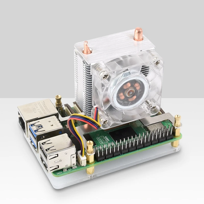 Smart-ICE CPU tour ventilateur de refroidissement Vertical pour Pi 5 Raspberry Pi 5 refroidisseur en forme de U Tube de cuivre ailettes de refroidissement RGB ventilateur de refroidissement