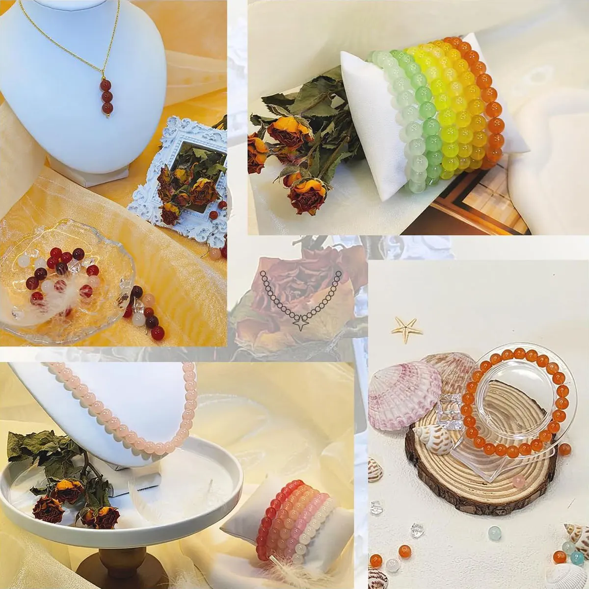 24color/1box 8mm Glass Round Beads DIY Bracelet Necklace Jewelry Accessories (Random Color) image 5