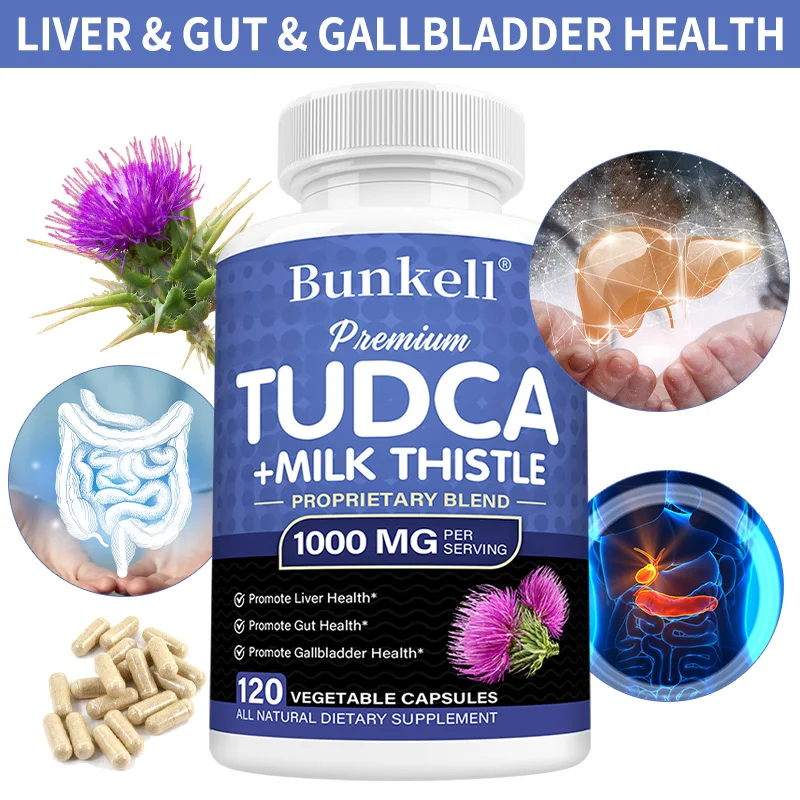 TUDCA + Milk Thistle Supplement - Bile Salts Liver Support, Gallbladder Health, Gut Health, Liver Cleanse Detox & Repair Formula