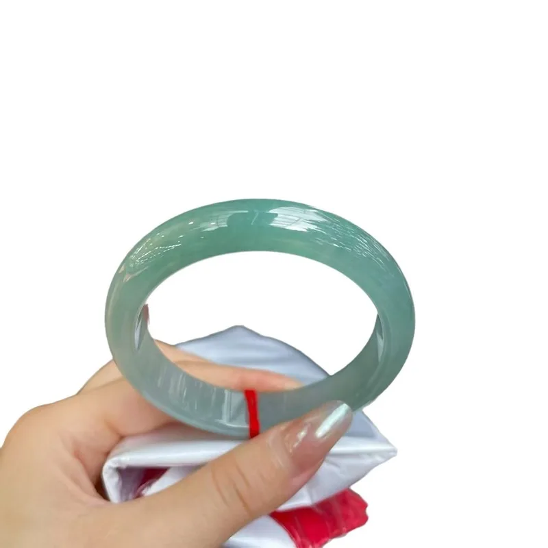 Myanmar natural jadeite , women's ice light oil green , clear water white moonlight jade bracelet, gi