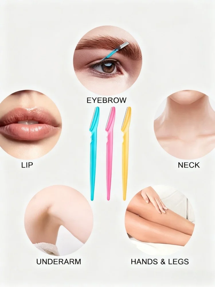 3 قطع ماكينة حلاقة للحواجب للنساء، شفرات آمنة مضادة للخدش من الفولاذ المقاوم للصدأ، شفرة منحنية دقيقة لتشكيل الحواجب، محمولة F #4