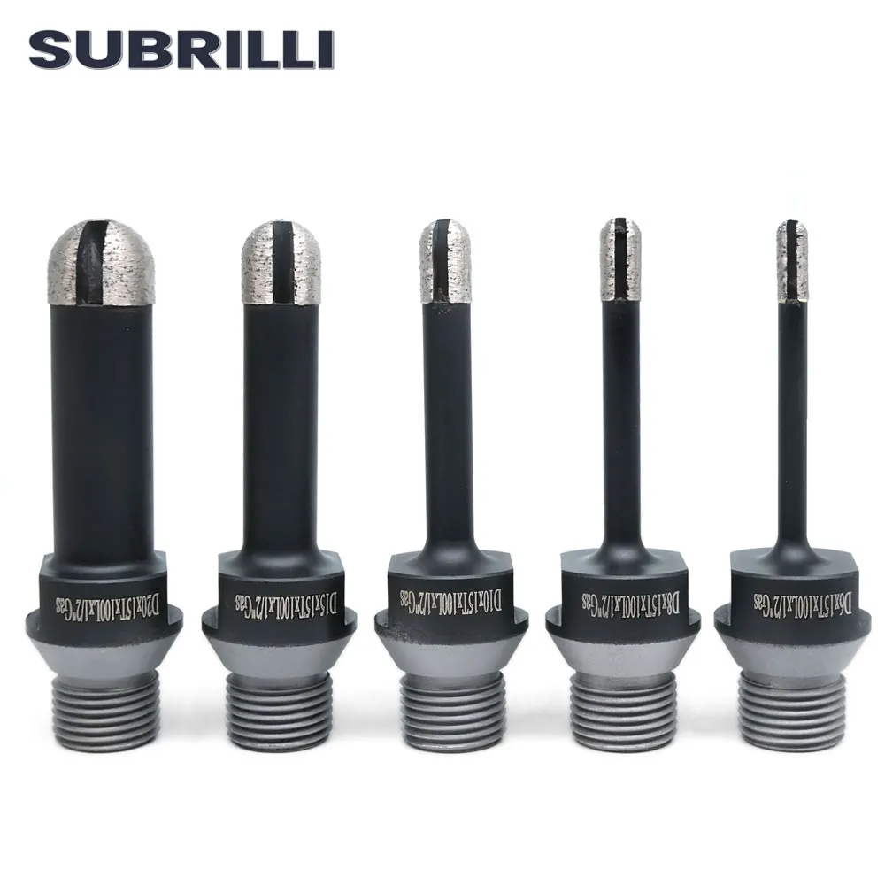 SUBRILLI 6/8/10/12/15/20mm 1/2gas Thread Diamond Finger Bit Milling Cutter Drill Bit For Ceramic Tile Granite Marble 1piece