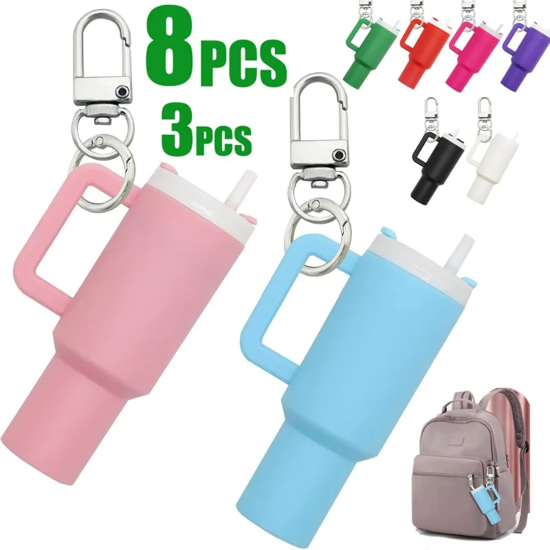 8/3PCS Mini Tumbler Keychain Cute Cup Keychain for Stanley Cup Women Girls School Bag Backpacks Lip Balm Holder Good Party Gift