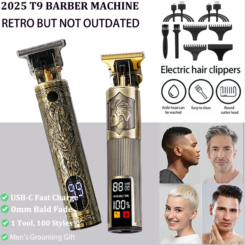 Portable Hairdressing Clipper USB Fast Charging Approaching Zero Gapped Cutting Shaver Man Electric Grooming Kit