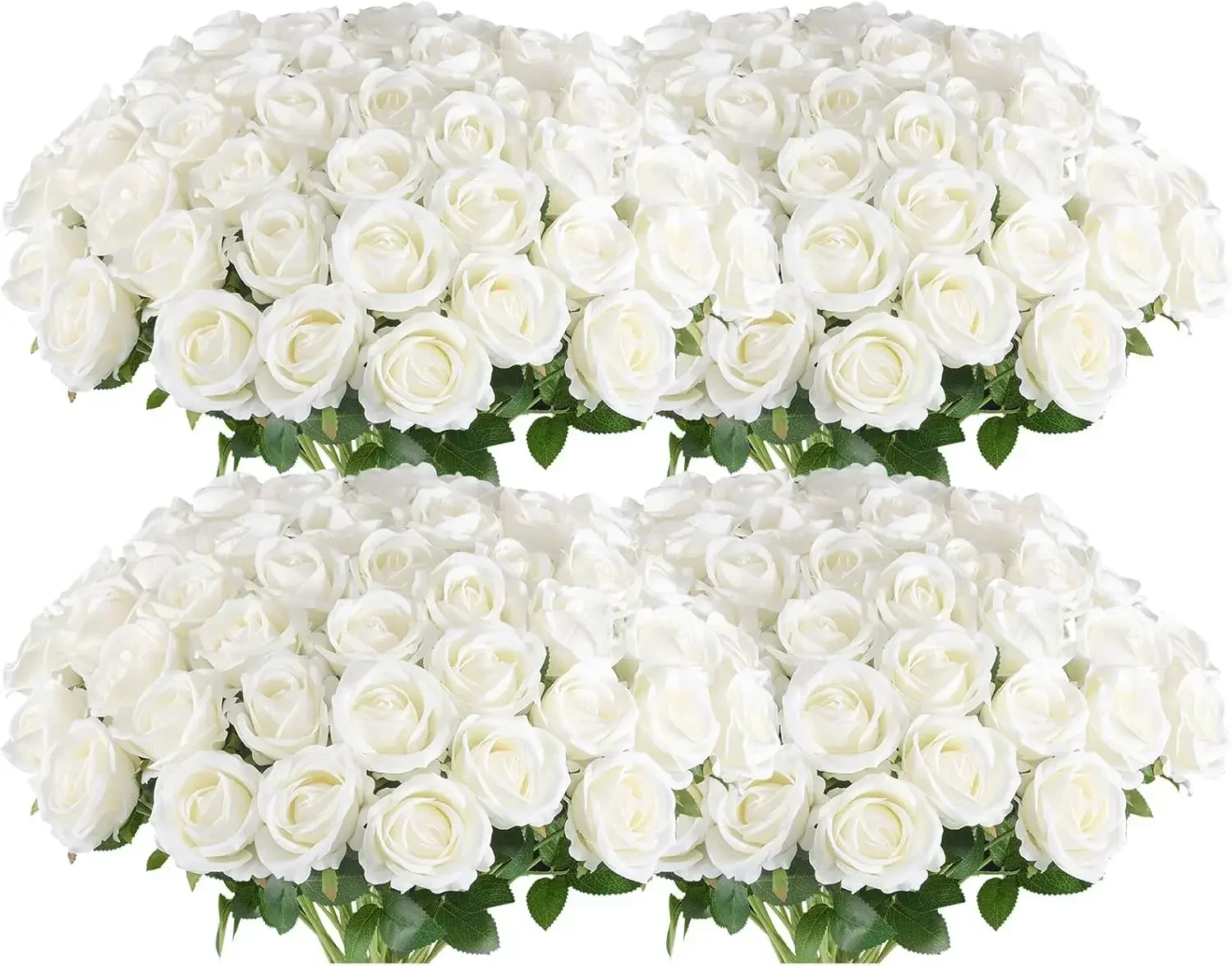 Artificial Roses in Bulk, Fake Silk Roses Realistic Roses for Wedding Centerpieces Flower Arrangement Home Decor (100, White)