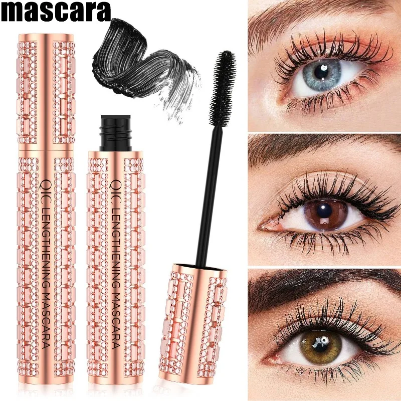 Máscara de pestañas 4D de diamante a la moda, resistente al agua, para rizar voluminoso, alargar las pestañas, a prueba de manchas, a prueba de escamas, uso largo de día, 1 Uds.