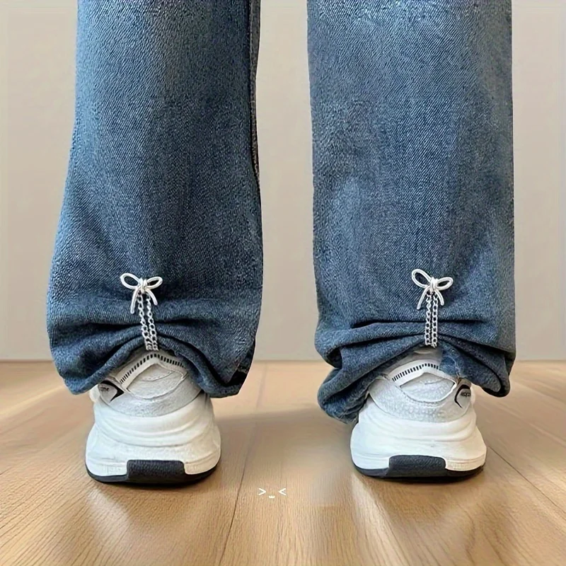 

6pcs Adjustable Cuff Clips Pants Fasteners Leg Straps - No-Sew Detachable Durable Cord Locks for T-Shirts Jeans Shirts Headbands