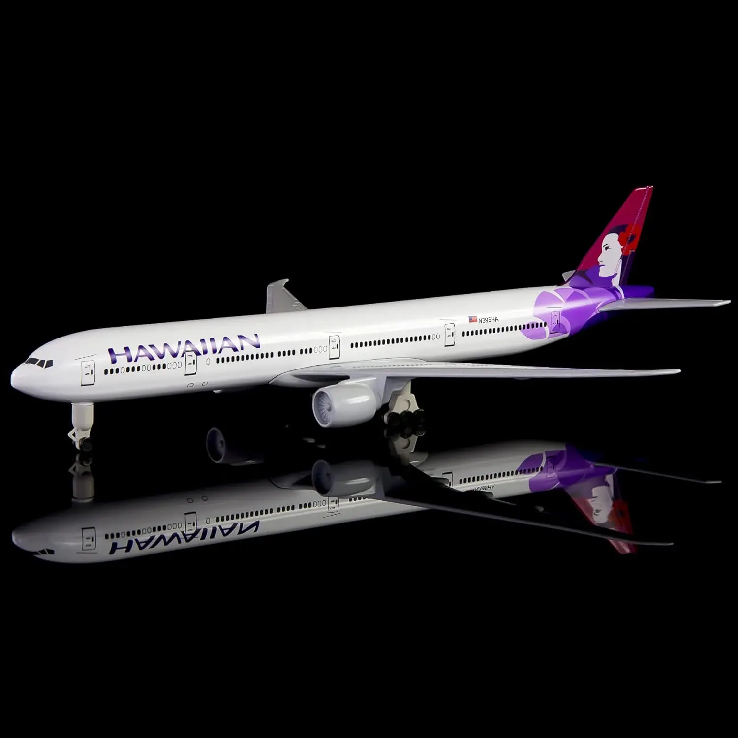 20cm Hawaiian Airways B777 1/300 Scale Diecast Alloy Airplane With Landing Gear Model For Display Collection or Aviation Gift