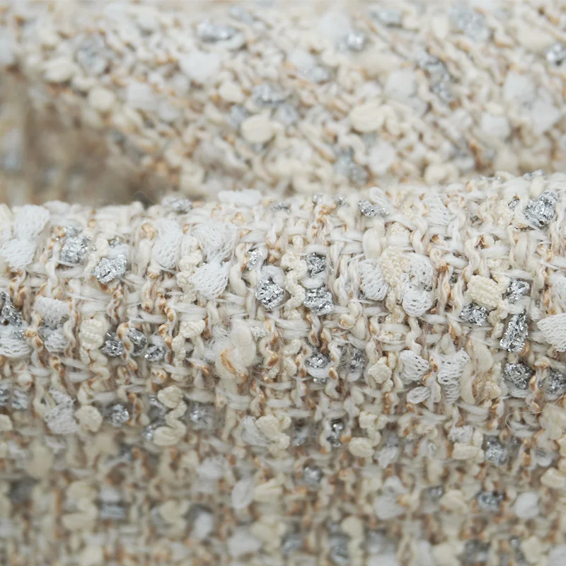 

2022 New Beige Cotton Tweed Fabric For Coats Tissus Au Mètre Costura Tela Ткань ドレス 드레스 Vestidos African Dress Sewing 트위드 ツイード