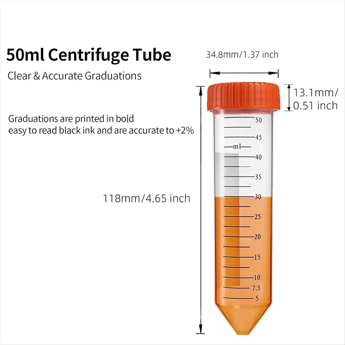 AS556 HAPPY^Conical Centrifuge Tubes 50mL,50Pcs Sterile Premium Polypropylene,Leak-Proof Screw Caps
