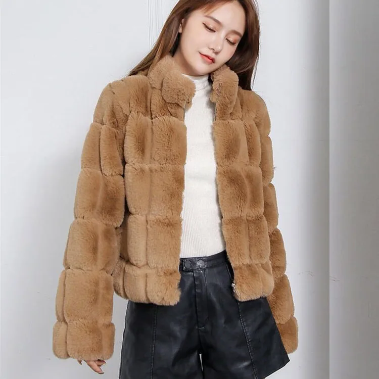 2025 تقليد سترة فرو أرنب ريكس غير رسمية 2023 شتاء جديد 1201 #2