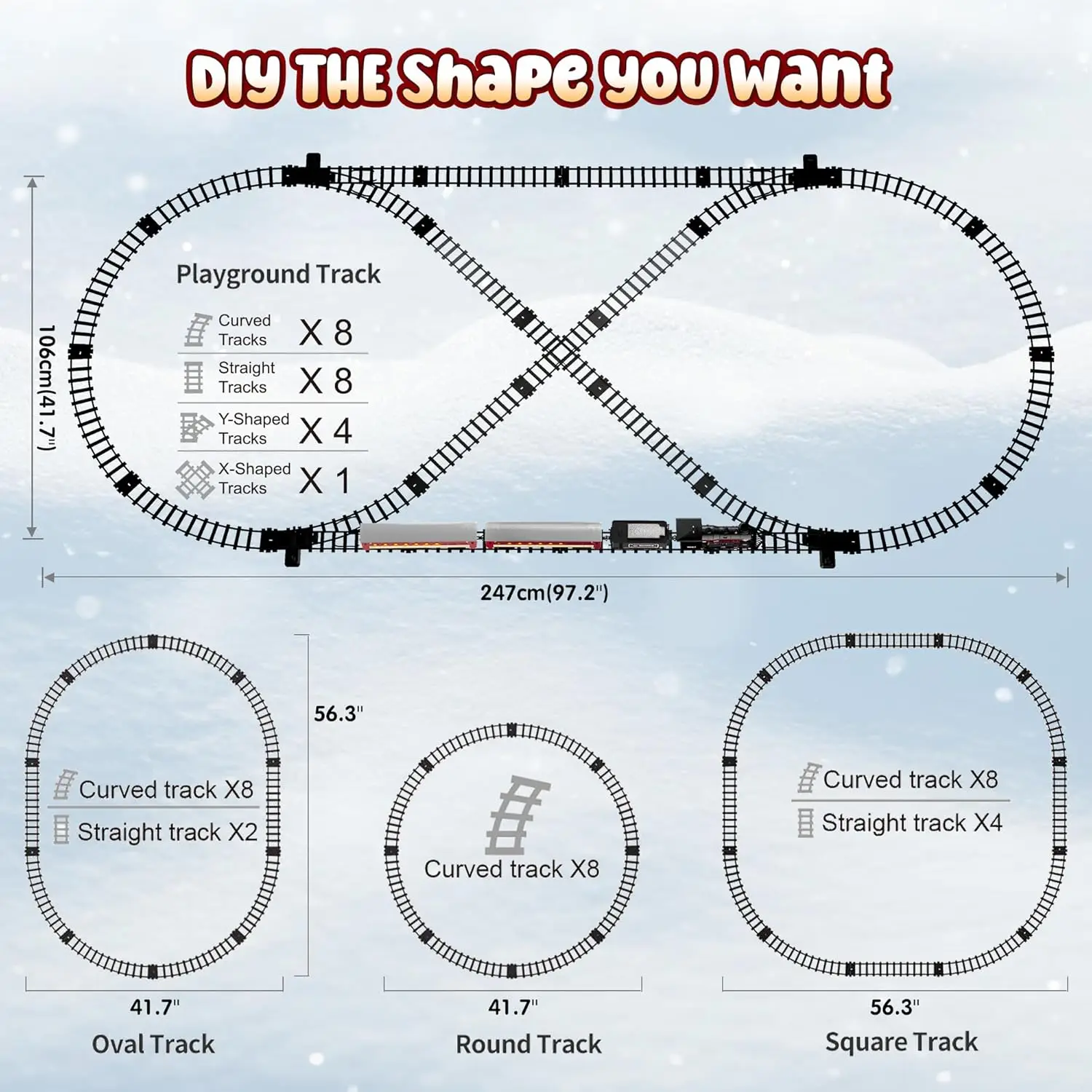 Train Set - Metal Train Toys with Luxury Tracks and Glowing Passenger, Christmas Train Sets for Around The Tree with Smokes, Lig