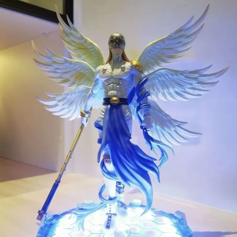 29cm 애니메이션 디지몬 모험 피규어 Angewomon Angemon Emit Light 액션 인형 Pvc 동상 모델 컬렉션 인형 장난감 선물
