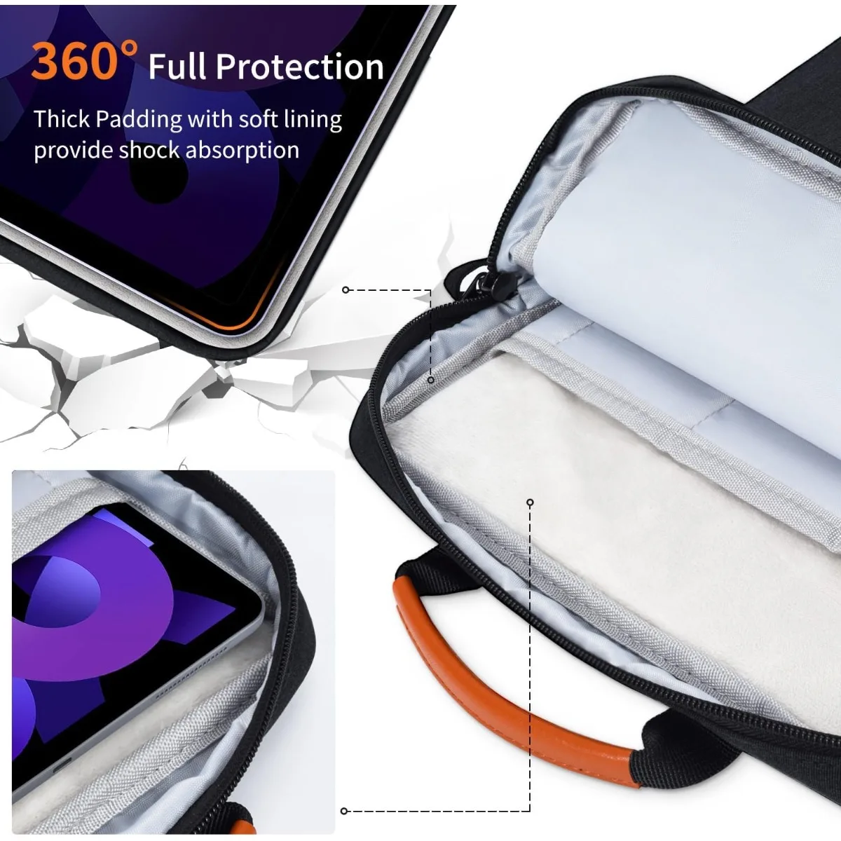 9～11インチタブレットショルダーバッグ、11インチiPad Pro M4/iPad Air 11インチ M3 M2 2025 2024、iPad A16 11インチ 2025用スリーブハンドバッグ