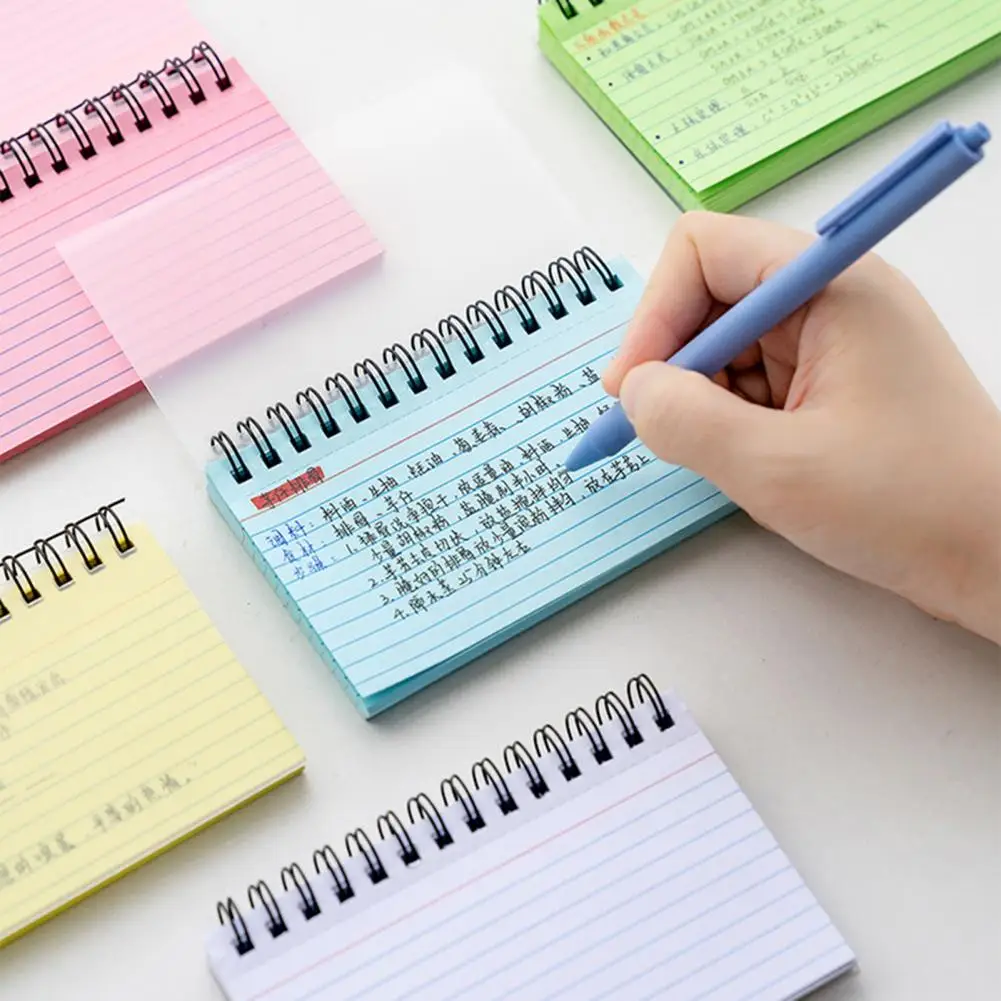 水平線コイルブック付きのマルチカラーインデックスカード、スタッフ会議インデックスメモ帳、リスト、事務用品の学習