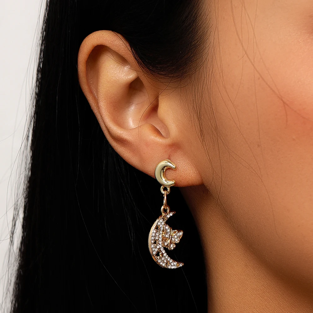 Aihua Goldfarbene Polaris-Stern-Ohrringe für Damen, Kristallsterne, Tropfenohrringe, modisch, für den täglichen Gebrauch, Hochzeit, Party, Schmuck, Geschenke – Detail 6