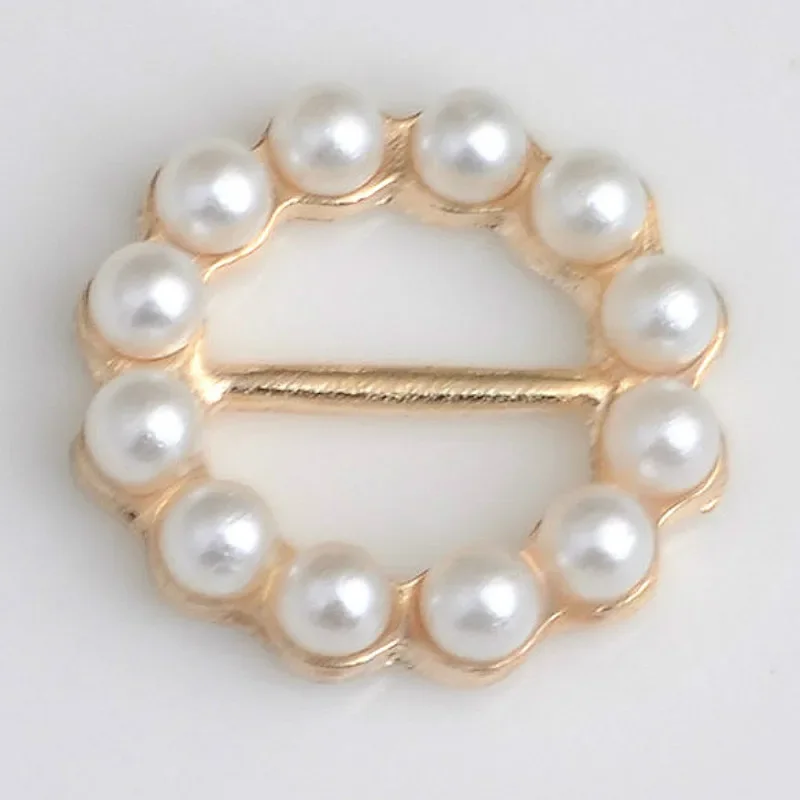 10pcs Gold Pearl DIY accessories decoration buckle for wedding invitation card for ribbon slider