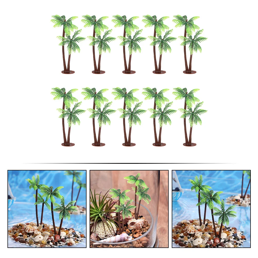 10 Pcs Coconut Photo Props Realistic Trees Artificial Palm Faux Fake Landscape Plastic Fish Tank Decor Simulation