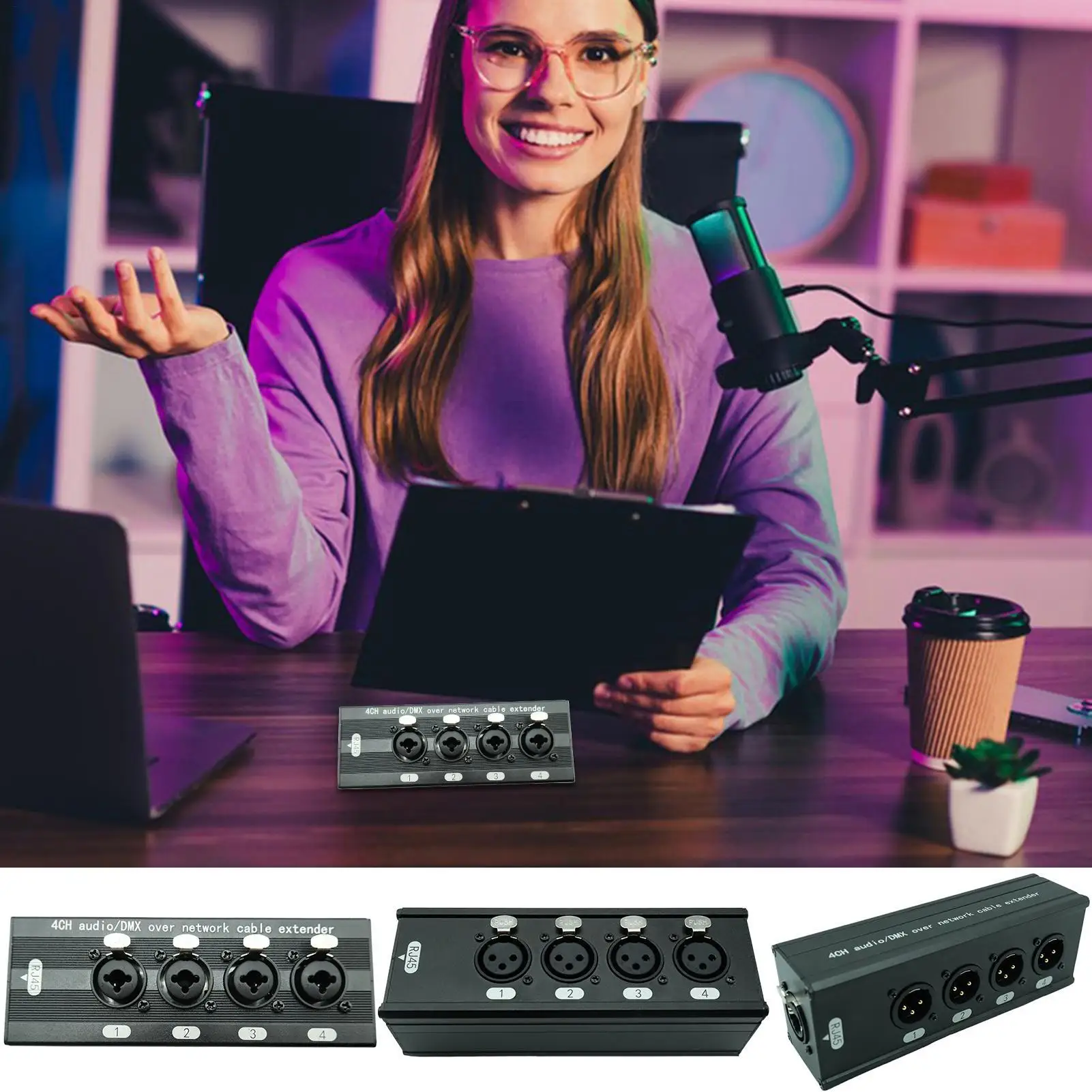 

4-канальный разветвитель из алюминиевого сплава, высокоскоростные компьютерные аксессуары, 4-канальный удлинитель сетевого кабеля для сценического монитора