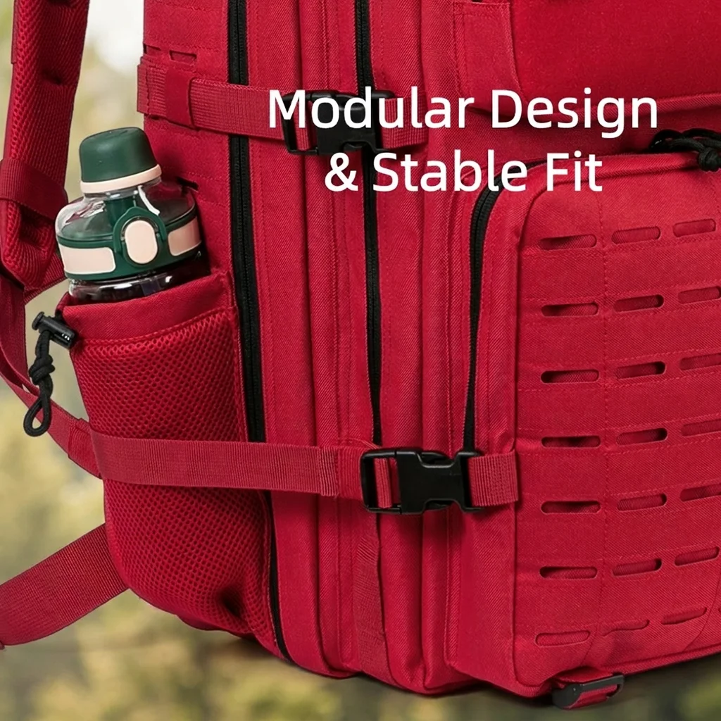 45L Tactical Backpack For Men With MOLLE Webbing System Outdoor Survival Gym Fitness Hiking Camping Backpack Dual Cup Holders Large Capacity Rucksack For Wilderness Trip Travel Daily Work Commute Outdoor Camping Activities Gear Storage Backpack