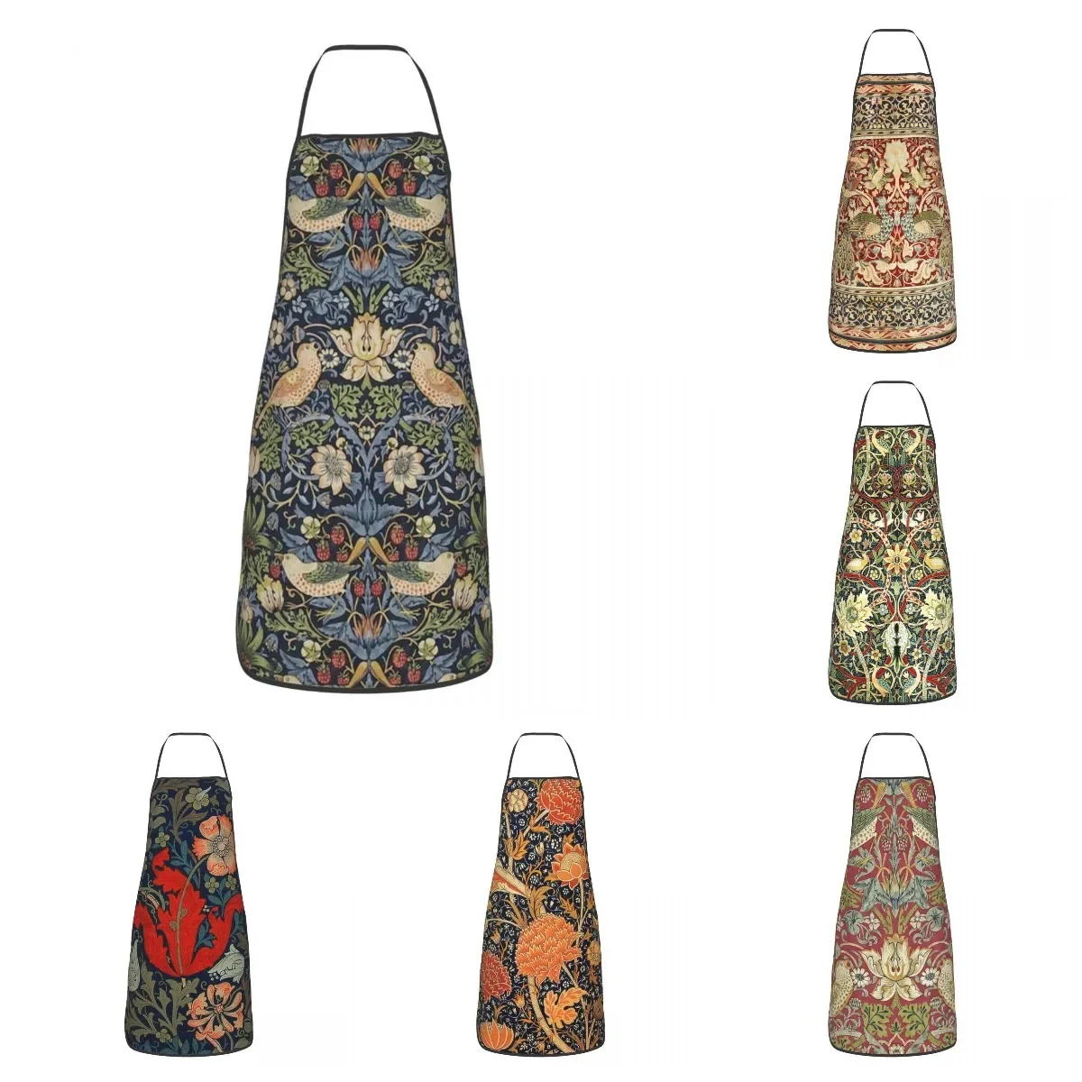 William Morris Pattern Bib Aprons Women Men Kitchen Chef Vintage Textile Tablier Cuisine for Cooking Baking 50x75cm 68x95cm