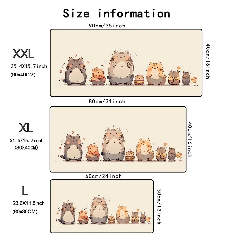 Alas Mouse Kucing Anime Lucu Alas Mouse Gamer Komputer Baru XXL Alas Mouse Keyboard Alas Mouse Gamer Karpet Kantor Lembut Alas Mouse Desktop