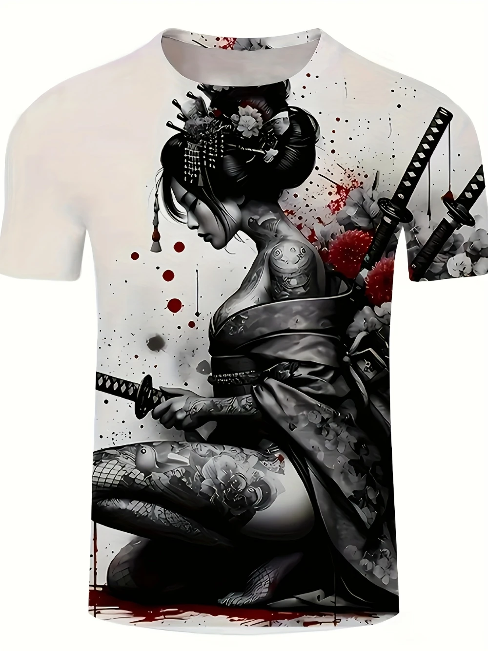 Camiseta transpirable ligera con estampado 3D de Geisha japonesa para hombre, ropa de moda urbana, Top deportivo informal que absorbe la humedad