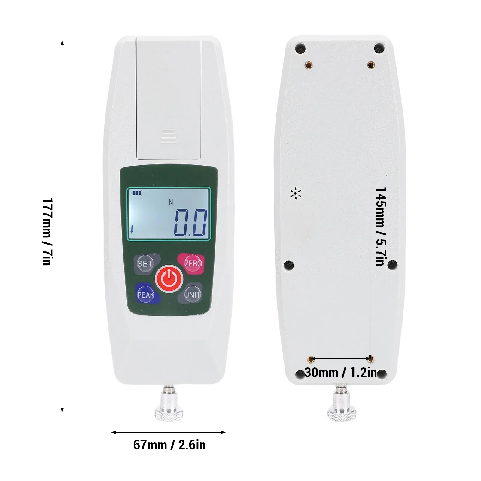 Portable Push Pull Force Meter 5N 0.5kg 1.1lb 18oz Digital Force Gauge with Upper Lower Limit for Tensile Compression Testing