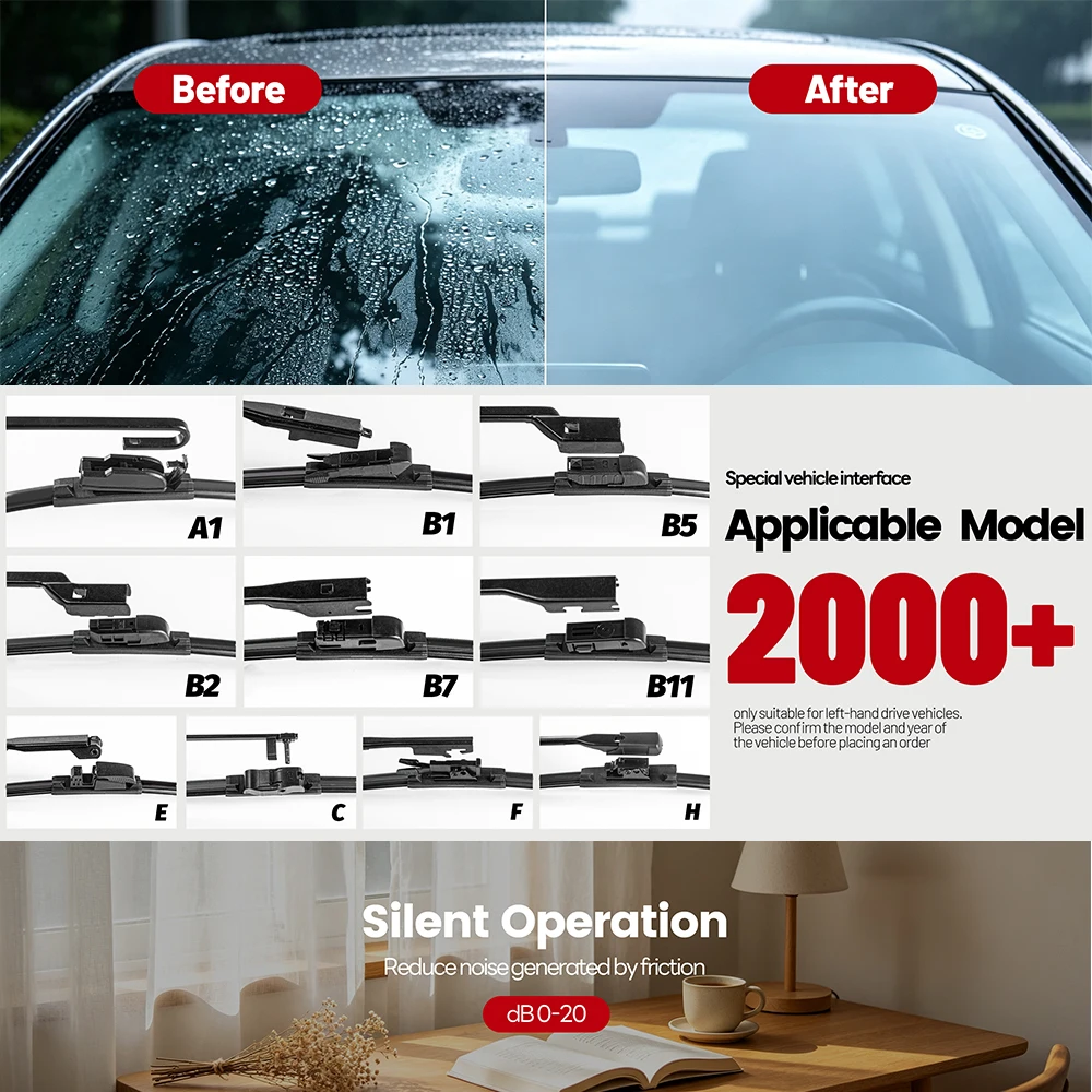 Front & Rear Wiper Blades Set For Citroen C4 Grand Picasso/Picasso 2008-2013 2009 Silent Windscreen Wipers Accessories 30"30"14" view 2