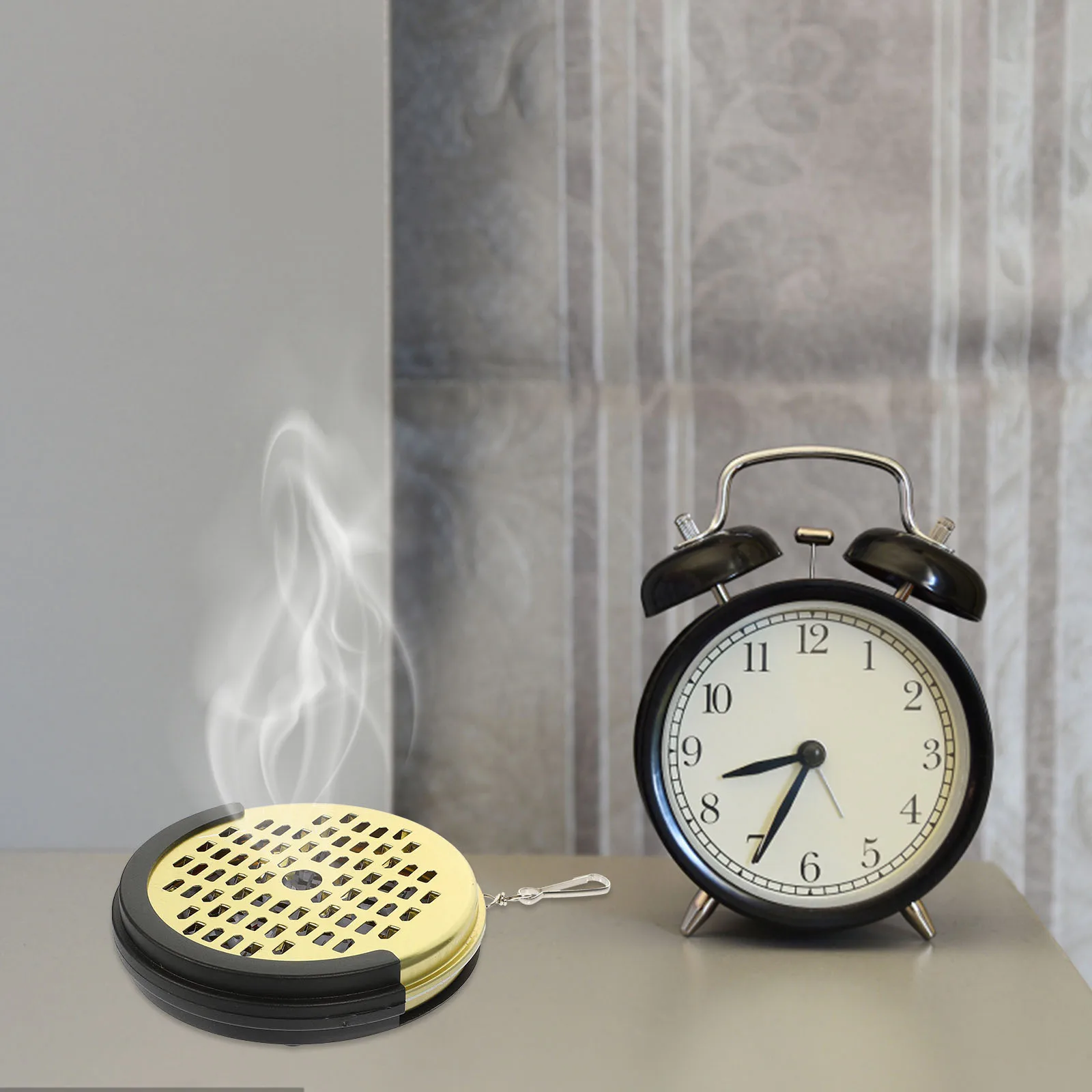 

2 Pcs Coil Incense Rack Metal Cases Lidded Dish Summer Household Holder Burner Plate Portable Box Hollow Lid