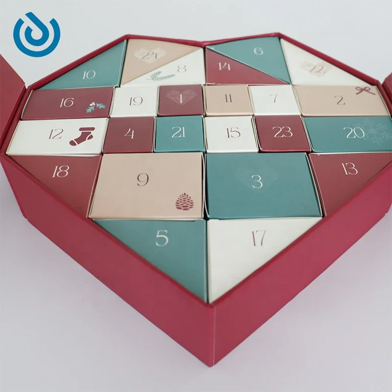 Customized queryHeart Shaped Valentine's Day Blind Box DIY Mystery Paper Christmas Advent Calendar Box Jewelry Packaging Box Wit