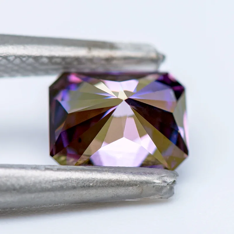 Moissanite Gemstone Imperial Purple Color Radiant Cut Lab Grown Diamond for Woman Charms Jewelry Main Materials GRA Certificate