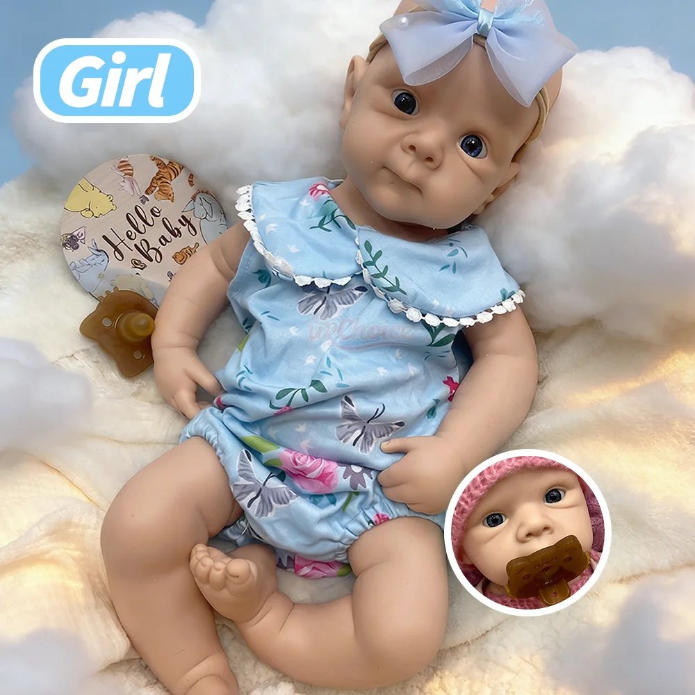 

Bettie 20" Open Mouth & Washable Soft Silicone Reborn Baby Doll Cuddly Toy Realistic Blue Eyes Newborn Comfort Companion For Art