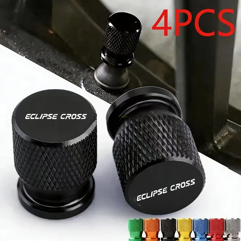 Car Wheel Tire Valve Caps Tyre Stem Covers Airdust Waterproof For Mitsubishi Eclipse Cross Badge Ralli Art 4PCS