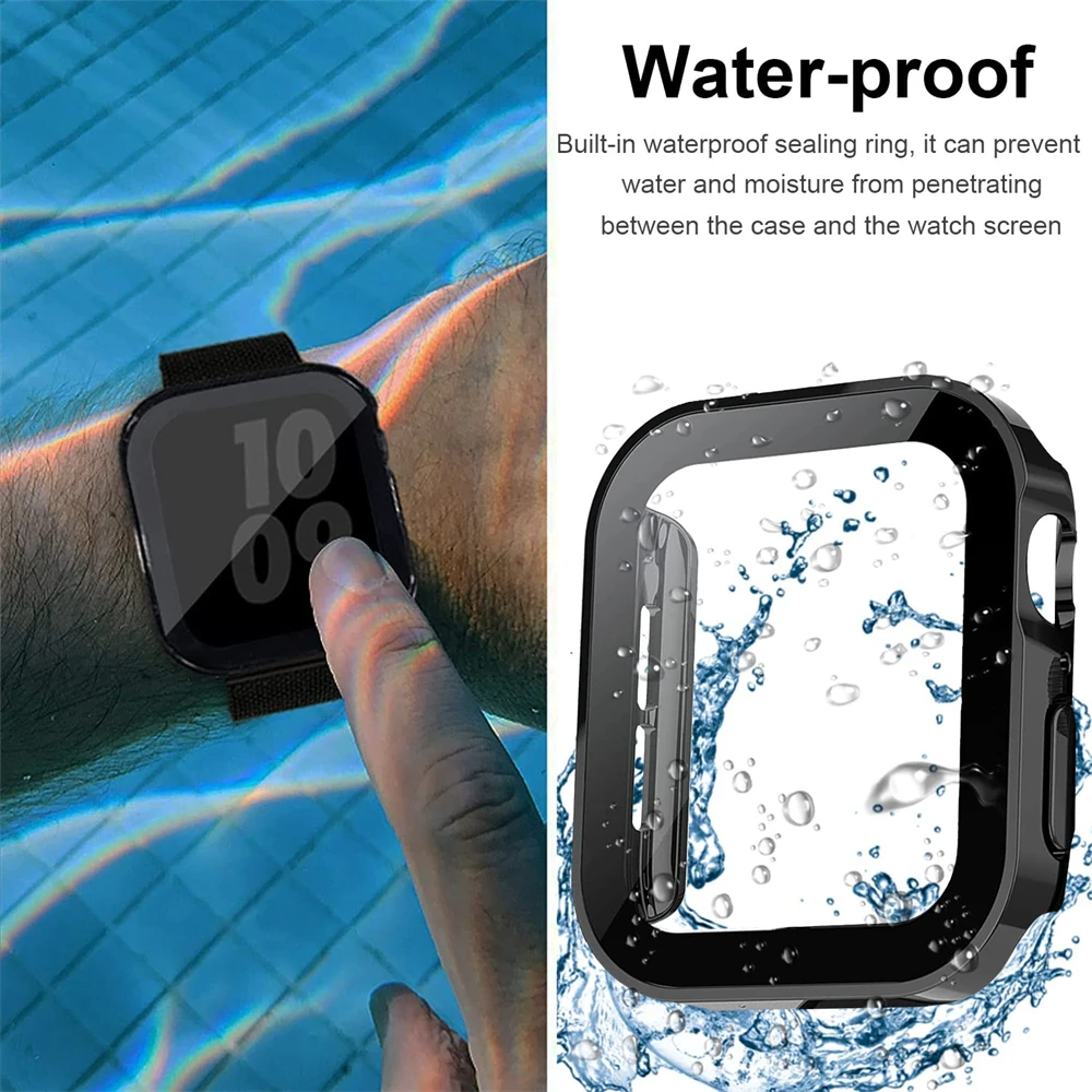 Водонепроницаемый чехол для Apple Watch 7 8 49 мм 44 мм 45 мм 40 мм 41 мм с прямым краем, защитный чехол для экрана iWatch 4 5 SE 6 7 8 Ultra