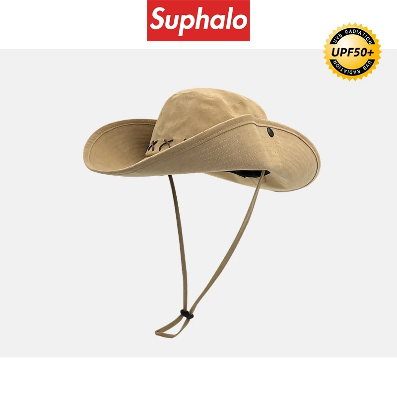 sup-レトロ-ウエスタン-カウボーイハット-レディース-夏用-大きなつば-日焼け止めキャップ-登山帽子-ビーチ日よけ帽子