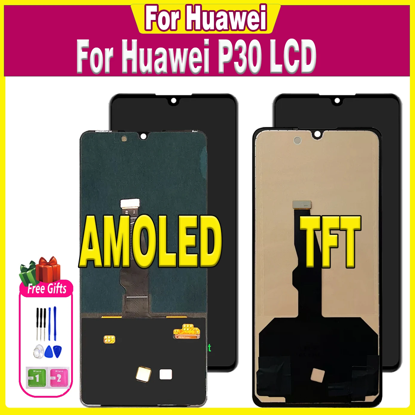 High quality P30 LCD Screen For Huawei P30 LCD ELE-L04 ELE-L29 ELE-L09 Touch Display Screen Replacement Digitizer Parts Assembly