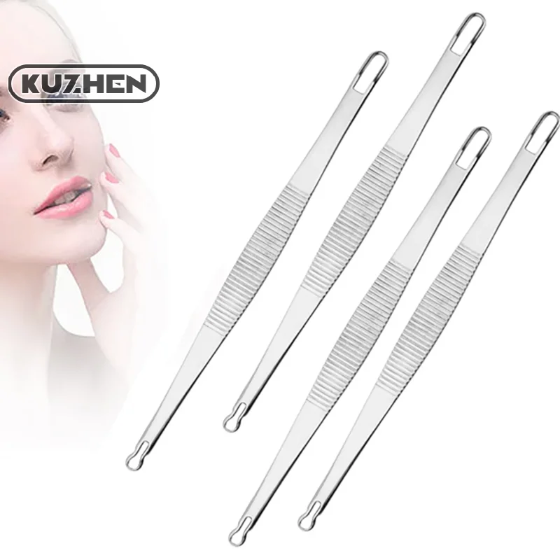 Stainless Steel Blackhead Pimples Acne Double Rings Squeeze Extractor Tool Skin Care Tool