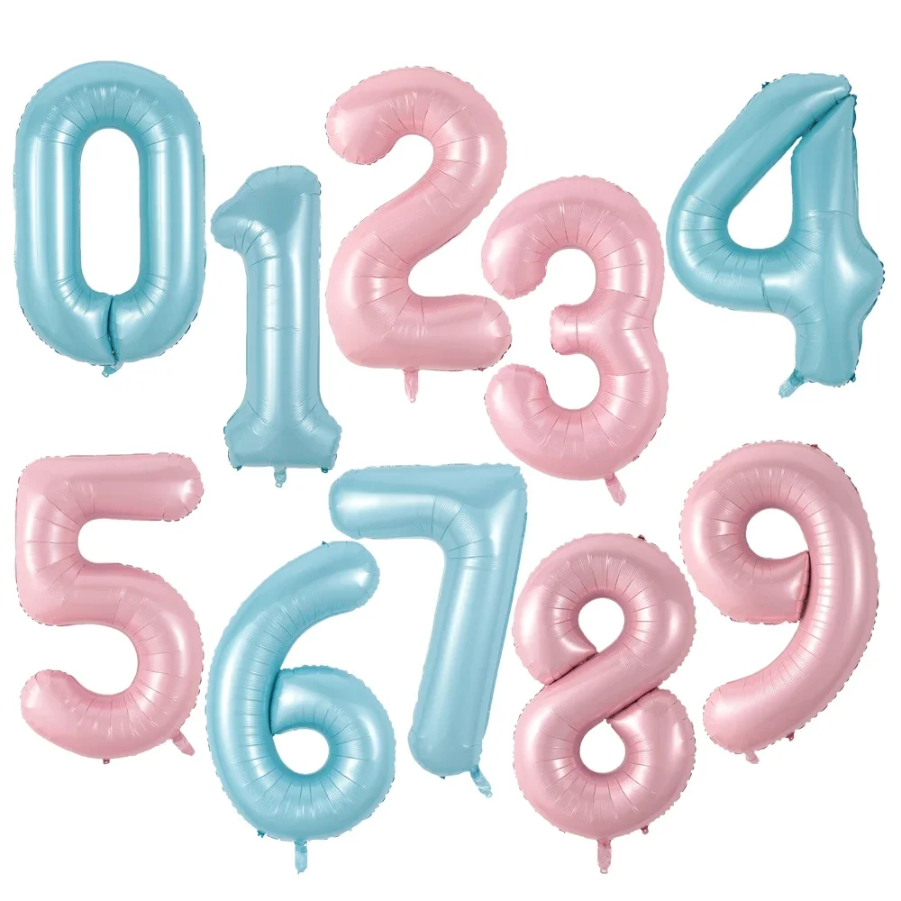 40 Inch Macaron Blue Pink Foil Number Balloons 0 1 2 3 4 5 6 7 8 9 Birthday Party Baby Shower Wedding Decoration Festival Ballon