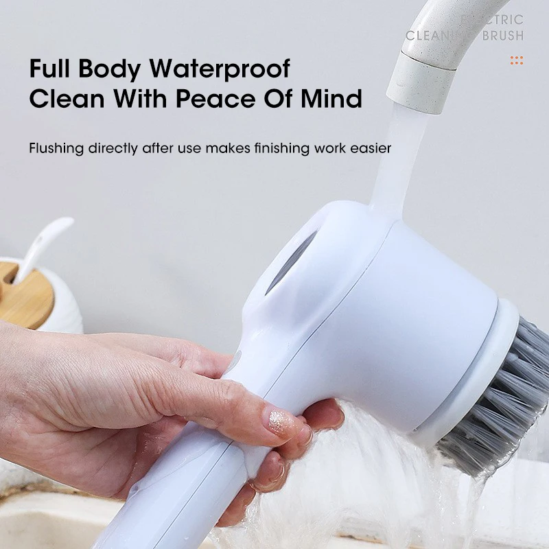 Electric Cleaning Brush Multi-function 5-in-1 Long Battery Life Waterproof Kitchen Kitchenware Shoes Tile Bathroom USB Charging